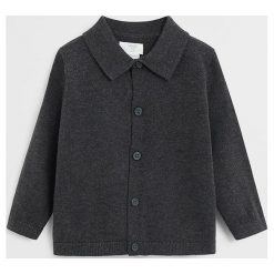Mango Kids - Sweter dziecięcy Manel 80-104 cm. Szare swetry chłopięce Mango Kids, bez wzorów, z bawełny, bez kaptura. W wyprzedaży za 55,90 zł.