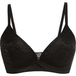 Biustonosz usztywniany bez fiszbinów bonprix czarny. Czarne biustonosze bonprix, w koronkowe wzory, z koronki. Za 54,99 zł.