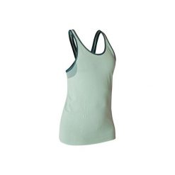 Top bezszwowa YOGA damski. Brązowe topy damskie DOMYOS, xl, bez wzorów, z poliesteru, bez kołnierzyka. Za 44,99 zł.