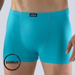 Męskie bokserki GINO Bamboo turkusowe. Niebieskie bokserki męskie GINO, bez wzorów, z dzianiny. Za 38,99 zł.