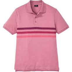 Shirt polo w paski bonprix jeżynowy. Fioletowe koszulki męskie bonprix, xl, w paski, polo, bez rękawów. Za 27,99 zł.