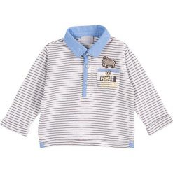 Koszulka polo w kolorze biało-jasnobrązowym. Pomarańczowe t-shirty chłopięce z długim rękawem marki Chicco, z aplikacjami, z bawełny. W wyprzedaży za 59,95 zł.