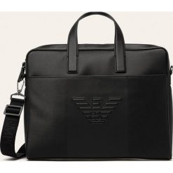 Emporio Armani - Torba na laptopa. Czarne torby męskie skórzane Emporio Armani, w paski, ze skóry ekologicznej, casualowe, na ramię, małe. Za 1149,00 zł.
