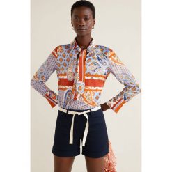 Mango - Szorty Chino. Białe szorty damskie Mango, z haftami, z elastanu, casualowe, z podwyższonym stanem. Za 79,90 zł.