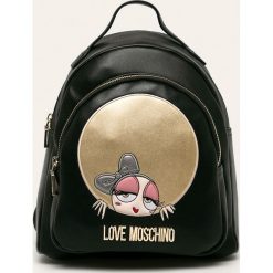 Love Moschino - Plecak. Czarne plecaki damskie Love Moschino, z aplikacjami, ze skóry. W wyprzedaży za 749,90 zł.