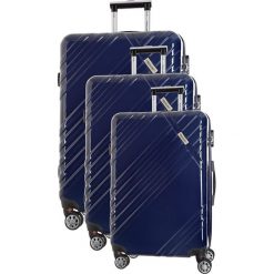 Zestaw walizek w kolorze granatowym - 3 szt. Niebieskie walizki Travel One, z materiału. W wyprzedaży za 619,95 zł.
