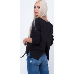 Bluzy rozpinane damskie: Bluza z kopertowym tyłem czarna 1554