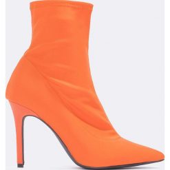 Botki damskie lity: NA-KD Shoes Botki na obcasie z elastyczną cholewką - Orange