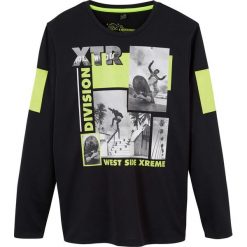 Shirt sportowy z nadrukiem bonprix czarny. Czarne t-shirty chłopięce bonprix, z nadrukiem, z dresówki, z długim rękawem. Za 27,99 zł.