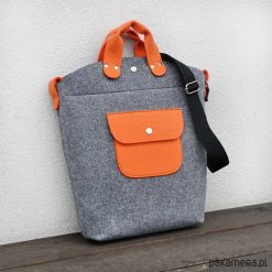Torebki klasyczne damskie: BiGGest BaG z zamkiem – szaro pomarańczowa