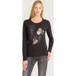 LONGSLEEVE LIU JO. Czarne t-shirty damskie Liu Jo, s, z aplikacjami, z elastanu, z okrągłym kołnierzem. Za 221,40 zł.
