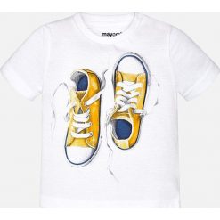 Mayoral - T-shirt dziecięcy 68-98 cm. Szare t-shirty męskie marki Mayoral, z nadrukiem, z bawełny, z okrągłym kołnierzem. Za 54,90 zł.
