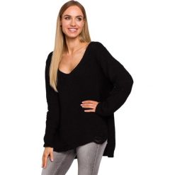 Sweter z dziurami - czarny. Czarne swetry damskie Moe, s, bez wzorów, z jeansu, z krótkim rękawem, krótkie, bez kaptura. Za 169,00 zł.