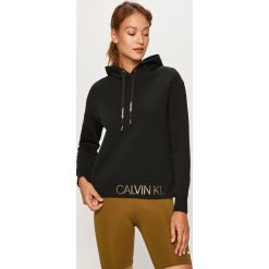Calvin Klein - Bluza. Szare bluzy damskie Calvin Klein, s, z nadrukiem, z bawełny, bez rękawów, z kapturem. Za 539,90 zł.