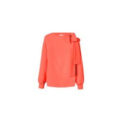 Koralowa bluzka damska wiązana na kokardę. Różowe bluzki damskie Bien fashion, xl, bez wzorów, z poliesteru, eleganckie, bez kołnierzyka, z długim rękawem. Za 119,00 zł.