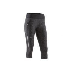 Rybaczki do biegania RUN DRY + REFLECT damskie. Czarne rybaczki damskie KALENJI, xl, bez wzorów, z elastanu. Za 69,99 zł.