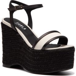 Espadryle FURLA - Easy 1061762 S YC93 YJ9 Toni Ecru/Nero. Czarne espadryle damskie Furla, bez wzorów, ze skóry, bez obcasa, na obcasie. W wyprzedaży za 529,00 zł.