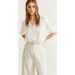 Mango - Koszula Hidden. Niebieskie bluzki damskie Mango, s, bez wzorów, z wiskozy, casualowe, bez kołnierzyka, z długim rękawem. Za 99,90 zł.