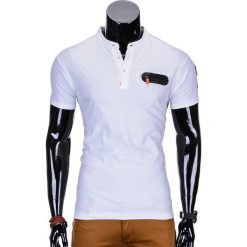 T-SHIRT MĘSKI BEZ NADRUKU S665 - BIAŁY. Białe t-shirty męskie z nadrukiem Ombre Clothing, m, z bawełny, ze stójką. Za 35,00 zł.