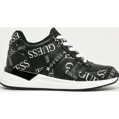 Guess Jeans - Buty. Czarne koturny damskie Guess Jeans, z okrągłym noskiem, bez obcasa, na obcasie, na sznurówki. Za 659,90 zł.