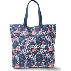 Shopper bag damskie: Worek „Flowers” bonprix kasztanowo-biało-ciemnoniebieski w kwiaty