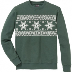 Bluza Regular Fit bonprix zielony wojskowy - biały z nadrukiem. Zielone bluzy męskie rozpinane marki bonprix, l, z nadrukiem. Za 74,99 zł.