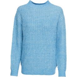 Sweter dzianinowy oversize bonprix jasnoniebieski. Niebieskie swetry damskie bonprix, bez wzorów, z dzianiny, bez rękawów, bez kaptura. Za 109,99 zł.