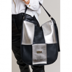 Torebka damska shopper bag A4 Badura D017SR czarna - czarny || srebrny. Szare torby damskie na zakupy Badura, bez wzorów, ze skóry ekologicznej, klasyczne, bez dodatków. Za 249,99 zł.
