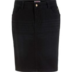 Spódniczka dżinsowa "authentic-stretch" bonprix czarny twill. Czarne spódniczki damskie bonprix, bez wzorów. Za 99,99 zł.