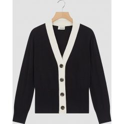 Kardigan w kolorze czarno-kremowym. Czarne swetry damskie Rodier, w paski. W wyprzedaży za 142,95 zł.