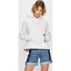Pepe Jeans - Bluza Kira. Białe bluzy damskie Pepe Jeans, s, z nadrukiem, z bawełny, bez rękawów, z kapturem. W wyprzedaży za 219,90 zł.