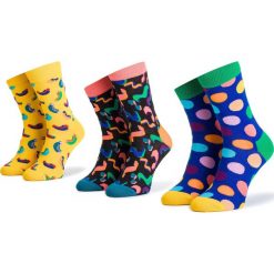 Zestaw 3 par wysokich skarpet unisex HAPPY SOCKS - XBDA08-2700 Kolorowy. Szare skarpetki damskie Happy Socks, bez wzorów, z elastanu. W wyprzedaży za 99,00 zł.