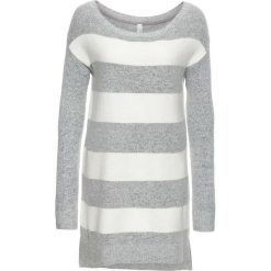 Sweter dzianinowy bonprix jasnoszary melanż - biel wełny. Szare swetry klasyczne damskie marki Reserved, l, z dekoltem w serek. Za 79,99 zł.