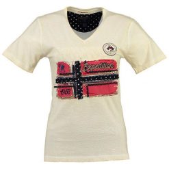 Koszulka "Jarlotte" w kolorze jasnożółtym. Żółte bez kategorii marki Geographical Norway Women & Kids, l, z nadrukiem, z bawełny. W wyprzedaży za 56,95 zł.