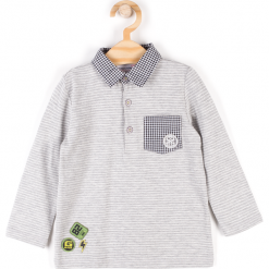 Koszulka. Szare t-shirty chłopięce marki CAR, z aplikacjami, z elastanu, z długim rękawem. Za 34,90 zł.