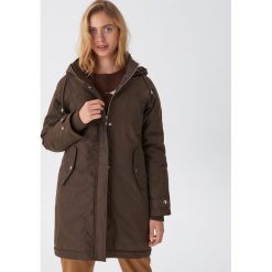 Parka z futrzanym kapturem - Brązowy. Pomarańczowe parki damskie House, s, bez wzorów, z futra. Za 279,99 zł.