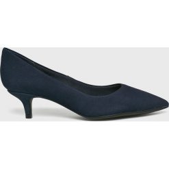 Answear - Czółenka Heritage. Niebieskie czółenka peep toe marki ANSWEAR, ze skóry, na obcasie. W wyprzedaży za 149,90 zł.