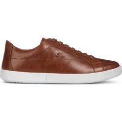 Skórzane sneakersy w kolorze jasnobrązowym. Pomarańczowe trampki męskie Geox Adult, bez zapięcia. W wyprzedaży za 237,95 zł.