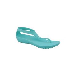 Sandały Crocs W Serena Flip 205468-40M. Zielone klapki damskie Crocs, bez wzorów, bez obcasa. Za 129,99 zł.