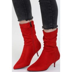 Czerwone Botki Right Off. Czerwone botki damskie Born2be, na niskim obcasie, na obcasie, na zamek. Za 139,99 zł.