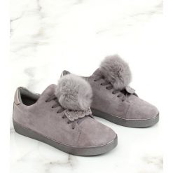 Trampki damskie szare 68-95 Grey. Szare trampki i tenisówki damskie ButyModne, bez wzorów, z zamszu, na sznurówki. Za 67,96 zł.