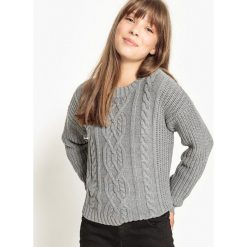 Sweter w warkocze 10-16 lat. Szare swetry chłopięce marki La Redoute Collections, z bawełny, z okrągłym kołnierzem. Za 79,76 zł.