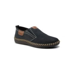 RIEKER B2465-14. Niebieskie półbuty męskie Rieker, ze skóry. Za 269,99 zł.