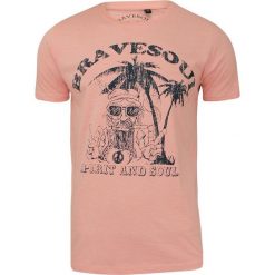 Męska, Różowa Koszulka (T-shirt) - Brave Soul - Hipis pod Palmą TSBRSSS18HIPPIEpink. Różowe koszulki męskie Brave Soul, m, z nadrukiem, z tkaniny, casualowe, bez kołnierzyka, bez rękawów. Za 39,00 zł.