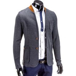 MARYNARKA MĘSKA CASUAL M07 - GRAFITOWA. Szare marynarki męskie slim fit marki Ombre Clothing, s, z bawełny, sportowe. Za 79,00 zł.