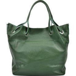 Shopper bag damskie: Skórzana torebka w kolorze zielonym – (S)33,5 x (W)35 x (G)17 cm