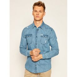 Koszula Guess Truckee M0YH02 D14LM. Niebieskie koszule męskie Guess, xl, z aplikacjami, casualowe, bez kołnierzyka, bez rękawów. Za 369,00 zł.