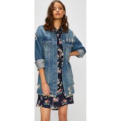 Answear - Kurtka jeansowa. Niebieskie kurtki damskie ANSWEAR, s, z bawełny, długie. W wyprzedaży za 119,90 zł.