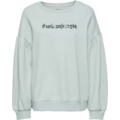 Bluzy damskie: Bluza bonprix miętowy z nadrukiem