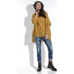 Golfy damskie: Miodowy Sweter Oversize z Golfem